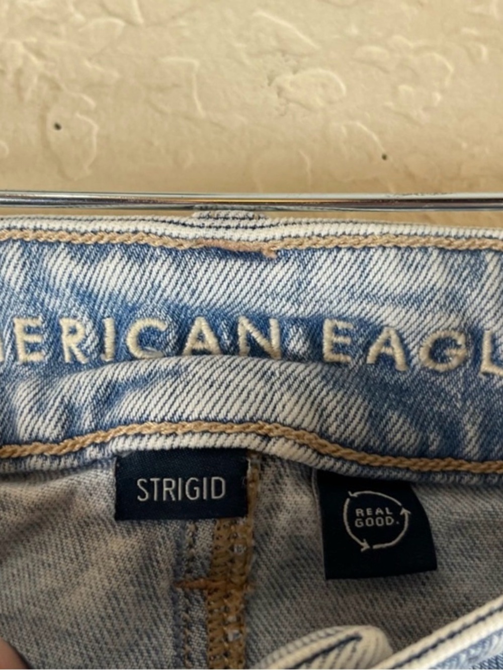 American Eagle Outfitters Light Blue Wide Leg Distressed Jeans - Picture 6 of 8